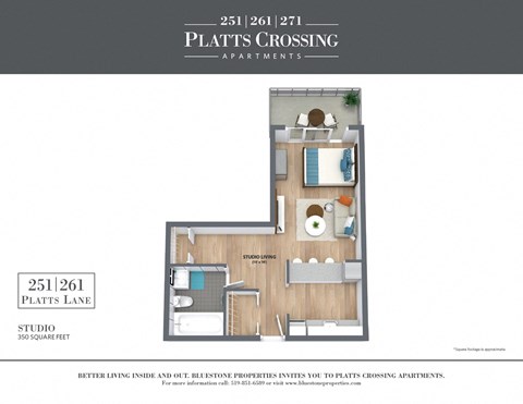 Studio Floor Plan at Platts Crossing, London, ON, N6H 4P4